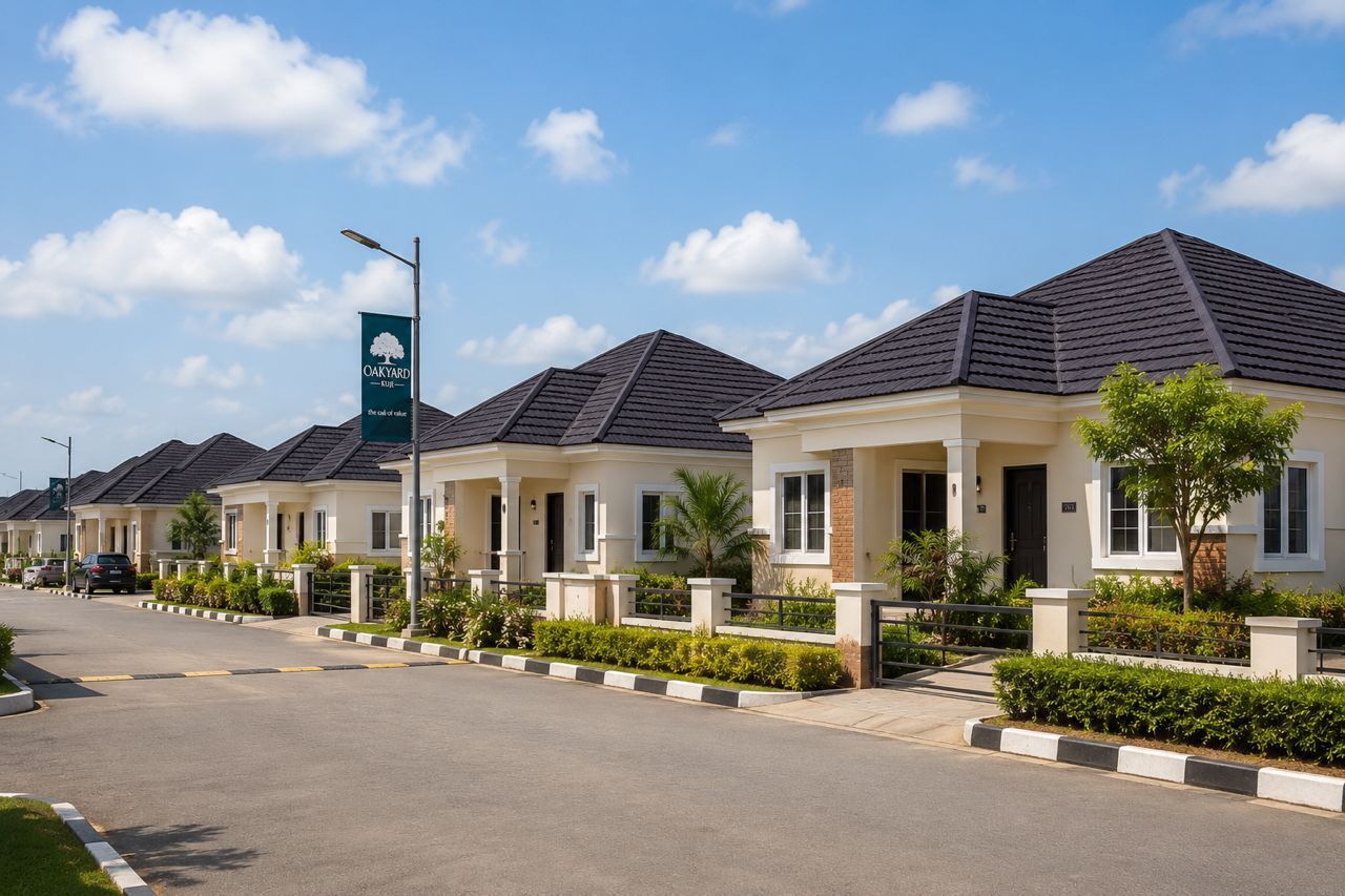 Willow Estate in Kuje — a landscaped residential street with detached homes